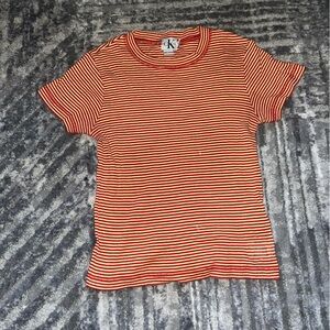 ASOS Red and White Striped Short Sleeve Tee